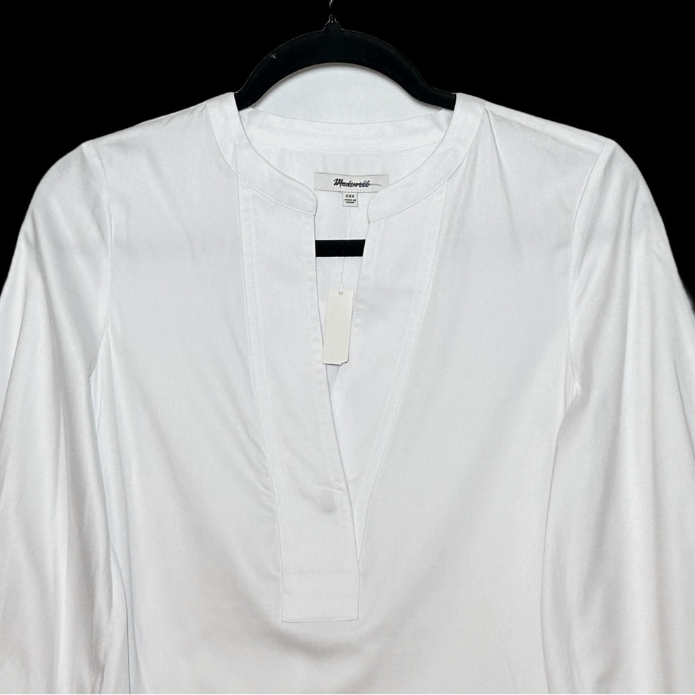 NWT Madewell V-Neck Long-Sleeve Cotton Top in White, Sizes XXS, XS, and M - Picture 7 of 13
